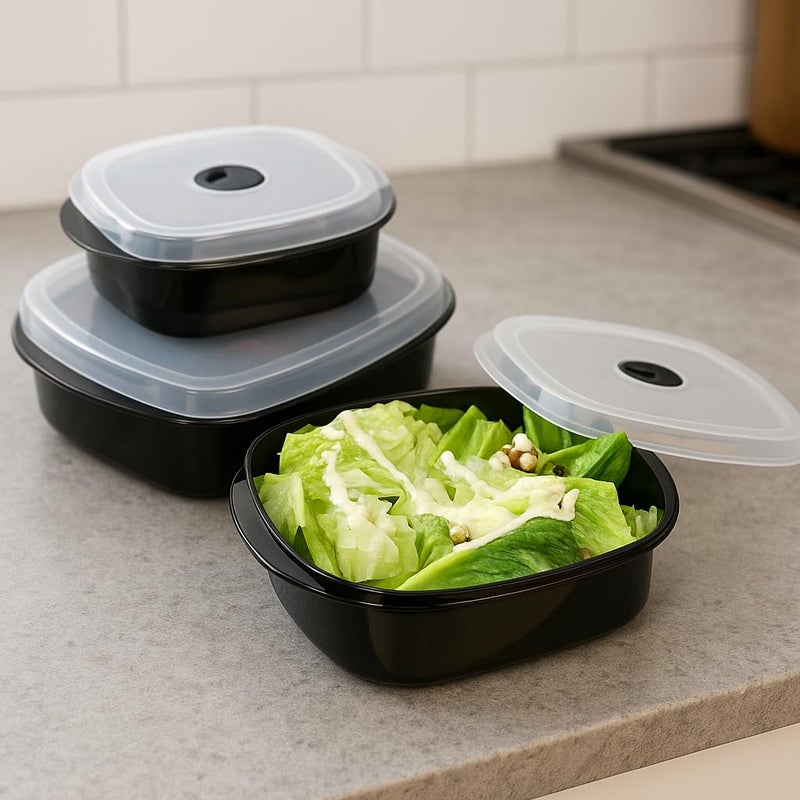 Reston Lloyd Nesting Microwave Containers, Set of 3, Adjustable Steam Vents, Airtight, Meal Prep, Durable BPA-Free Plastic- Freezer & Dishwasher Safe, Cookware & Food Storage, Anyday Cookware, Purple - Image 4